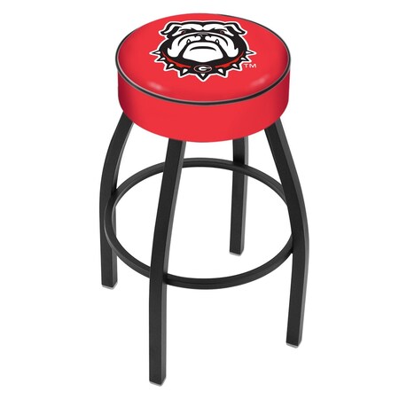 30 Georgia Bulldog Cushion Seat,Blk Wrinkle Base Swivel Bar Stool